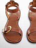 Mango Isla Leather Strap Sandals, Tan