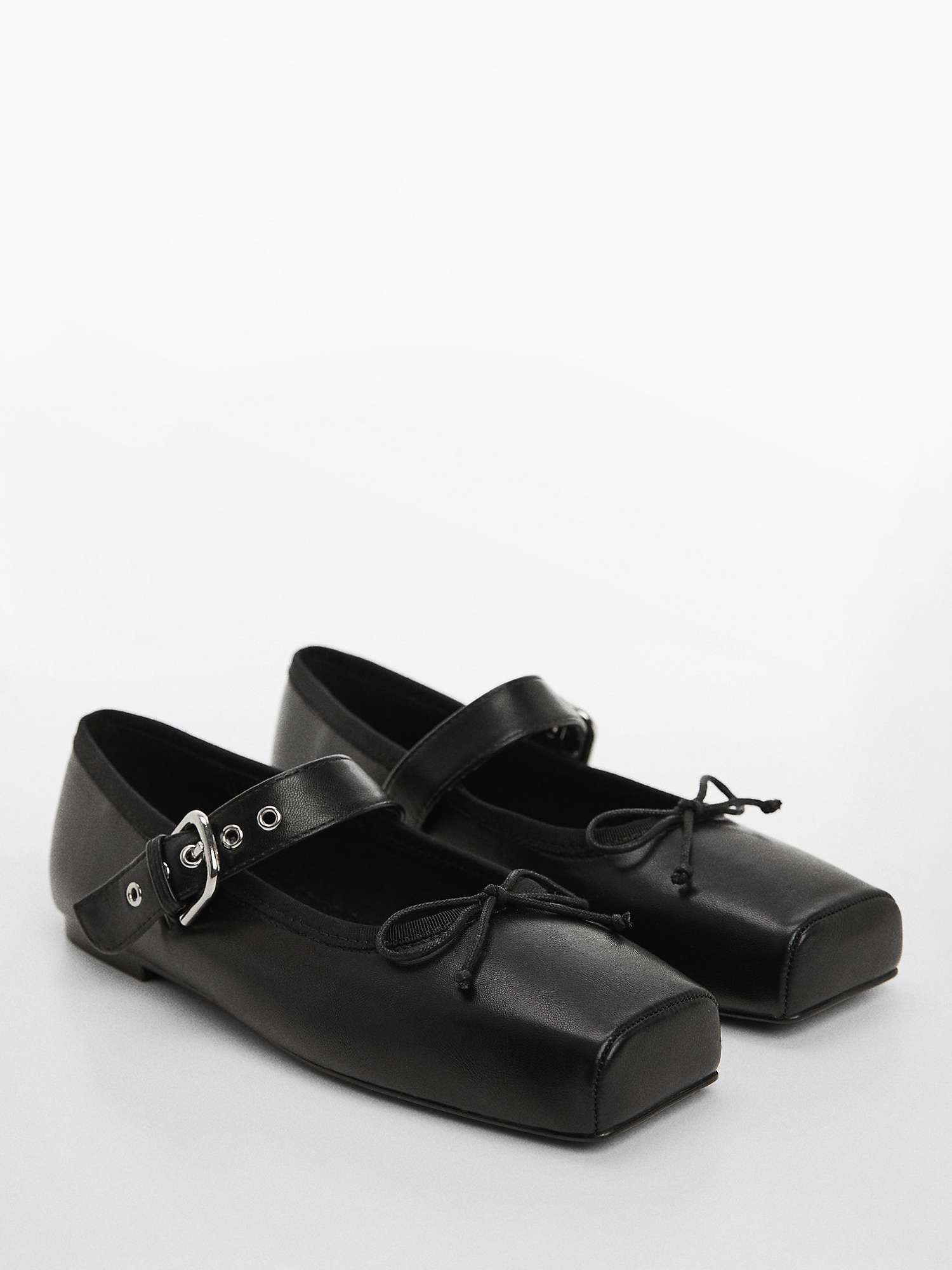 Buy Mango Buckle Ballet Shoes, Black Online at johnlewis.com