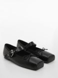 Mango Buckle Ballet Shoes, Black