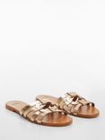 Mango Pisco Leather Slider Sandals, Gold