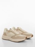 Mango Rope Leather Mix Trainers, Light Beige