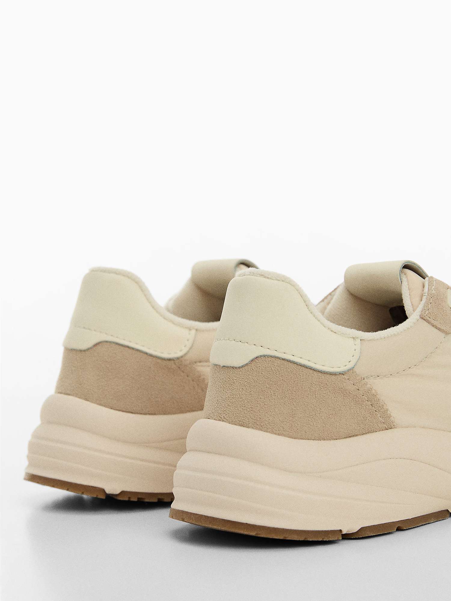 Buy Mango Rope Leather Mix Trainers, Light Beige Online at johnlewis.com