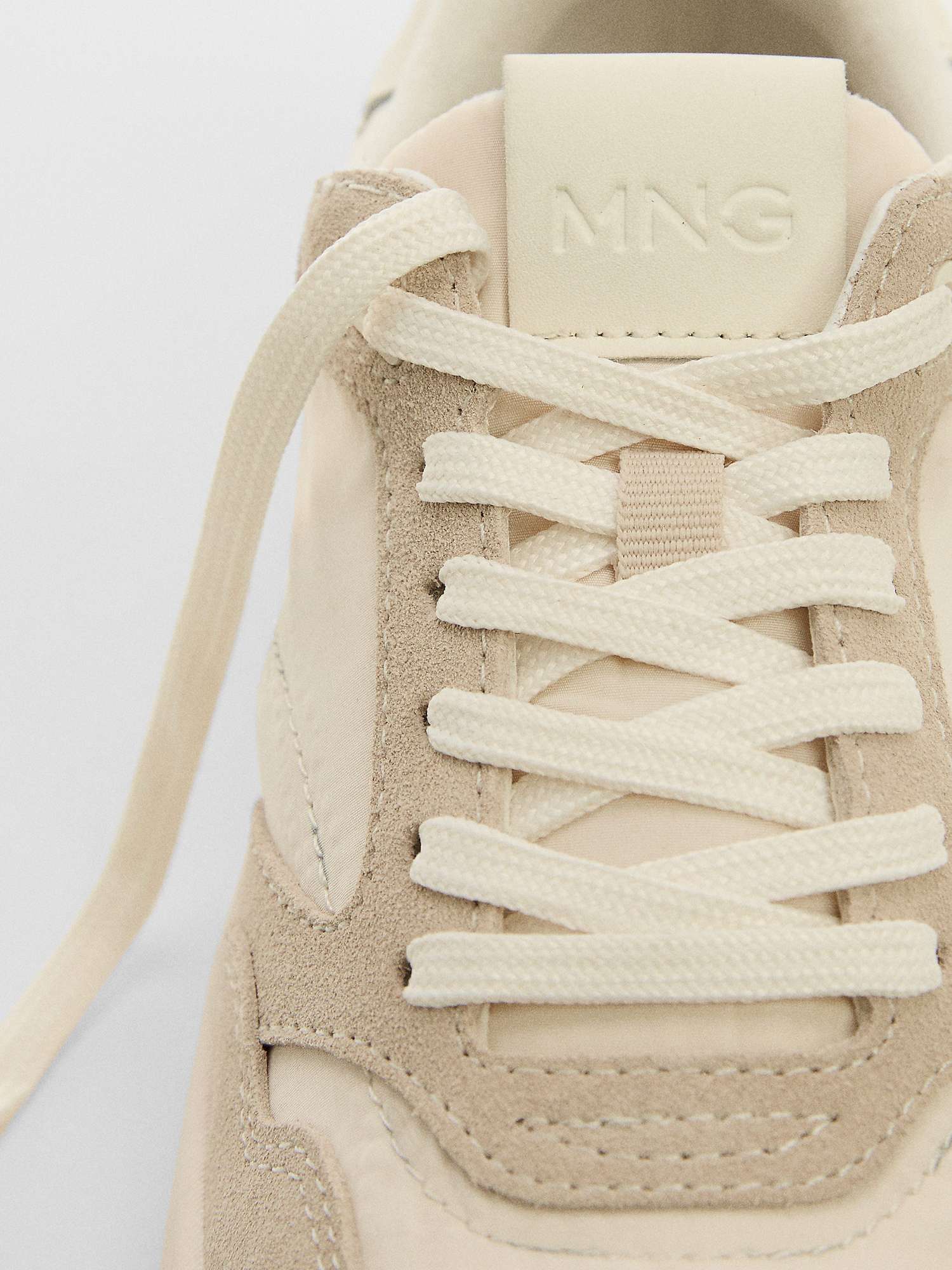 Buy Mango Rope Leather Mix Trainers, Light Beige Online at johnlewis.com