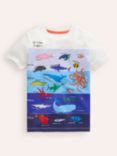 Mini Boden Kids' Ocean Zones Print T-Shirt, Ivory Sea Life