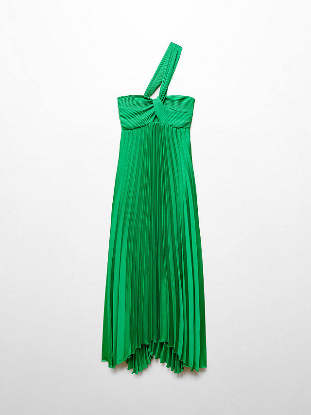 Mango Claudi Asymmetric Pleated Maxi Dress, Green