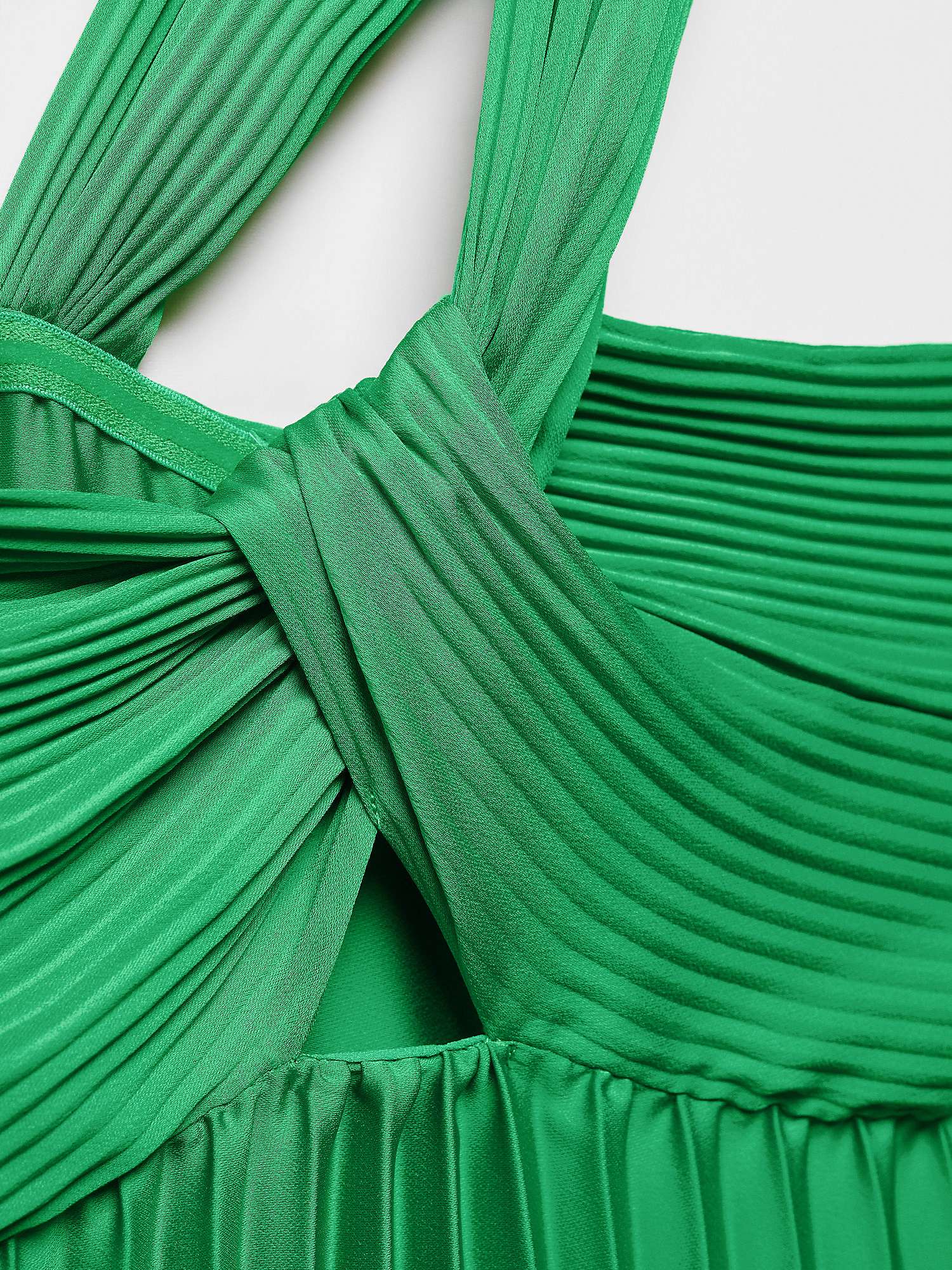 Buy Mango Claudi Asymmetric Pleated Maxi Dress, Green Online at johnlewis.com