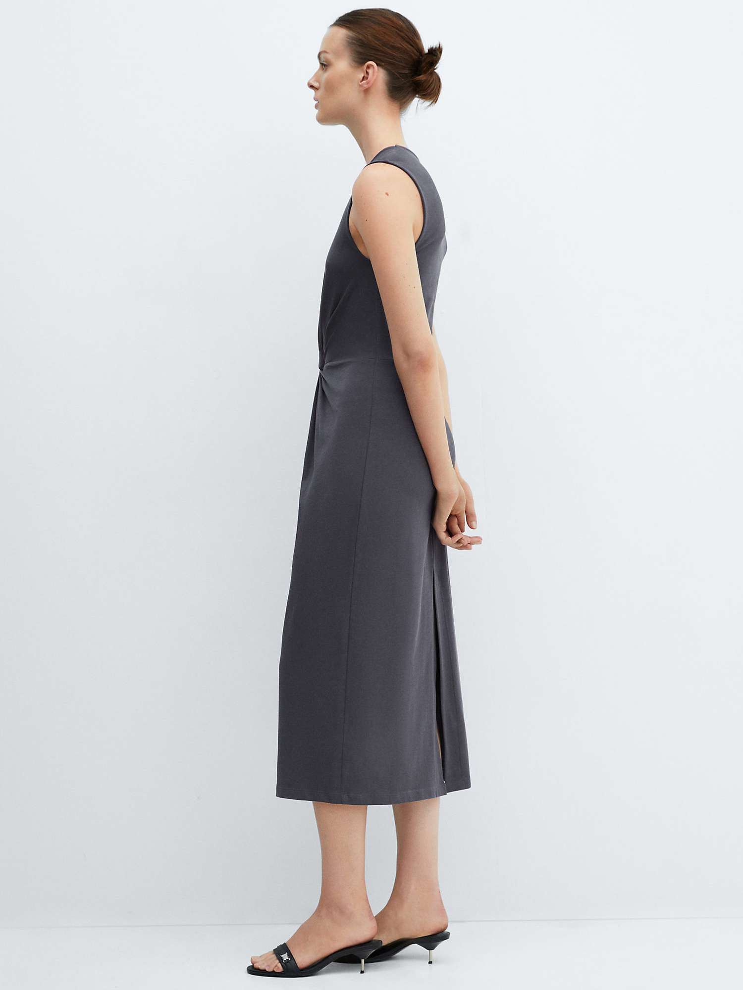 Buy Mango Fertina Knotted Sleeveless Midi Dress, Grey Online at johnlewis.com