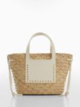 Mango Taormina Small Woven Basket Bag, Natural/Cream