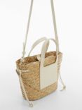 Mango Taormina Small Woven Basket Bag, Natural/Cream