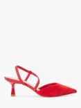 Dune Citrus Asymmetric Strap Suede Court Shoes, Red