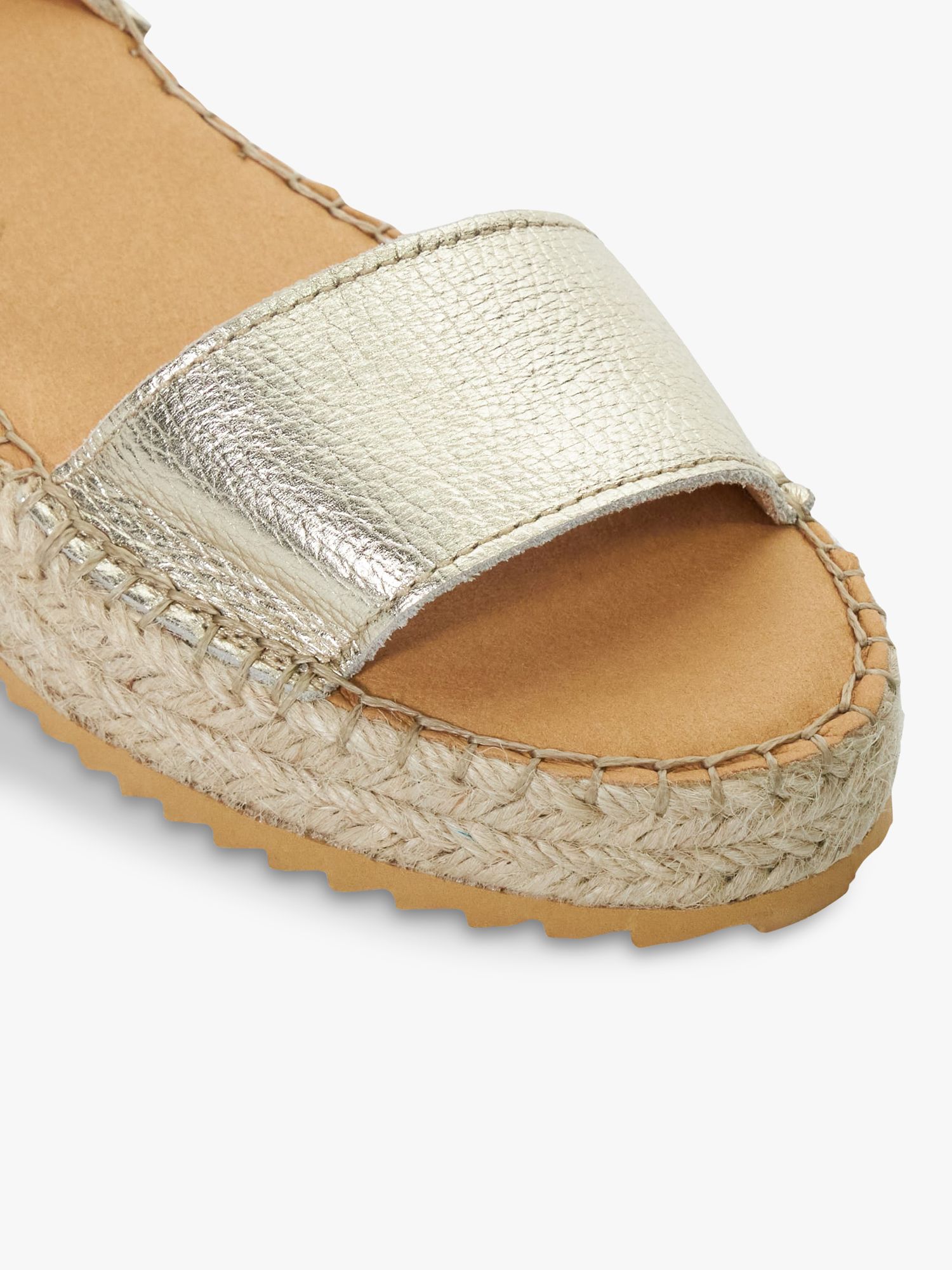 Buy Dune Layney Leather Flatform Espadrille Sandals, Gold Online at johnlewis.com