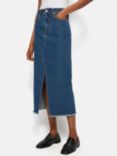 Jigsaw Denim Frayed Edge Midi Skirt