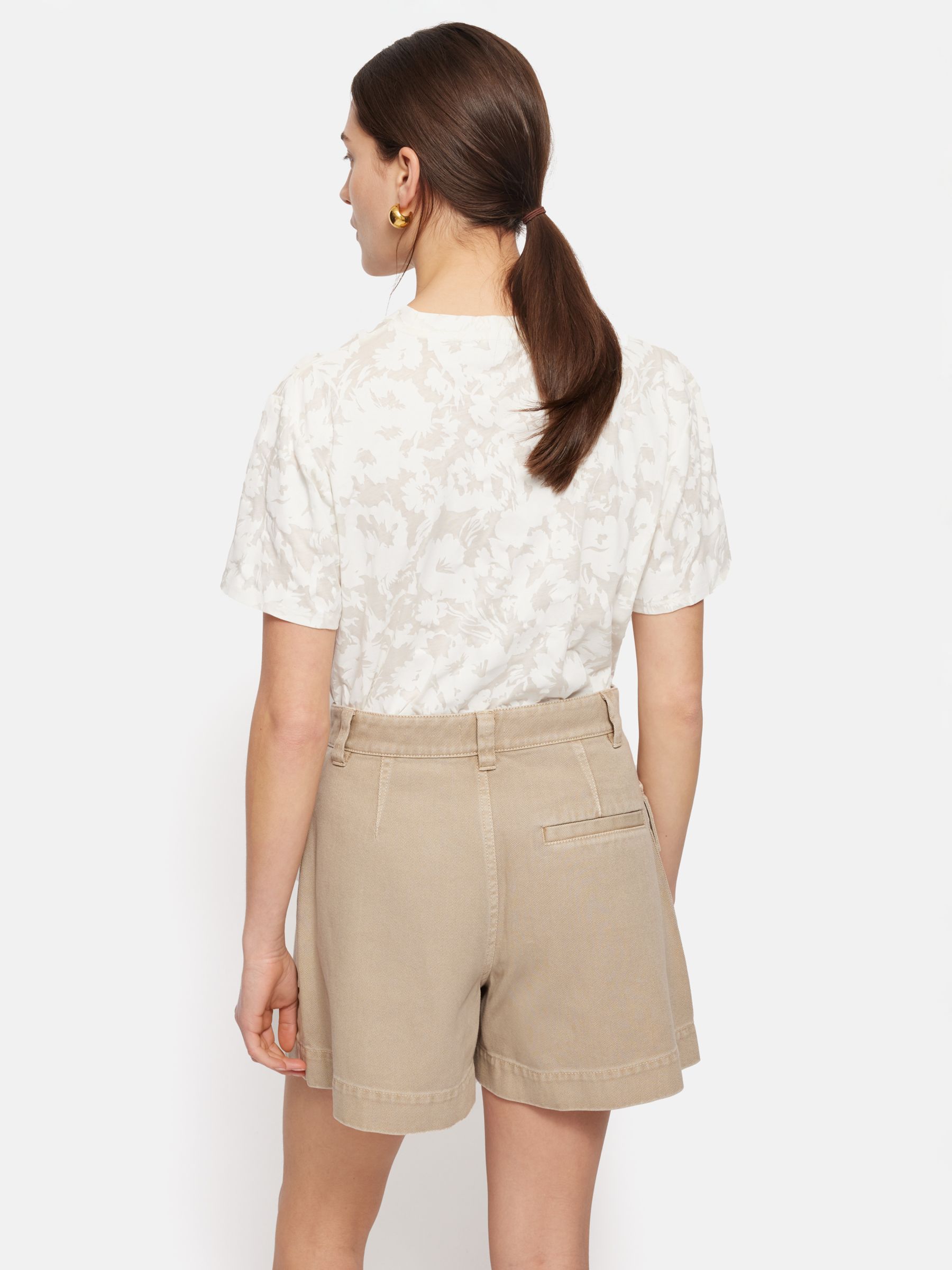Buy Jigsaw Sheer Floral Jersy Top, White Online at johnlewis.com