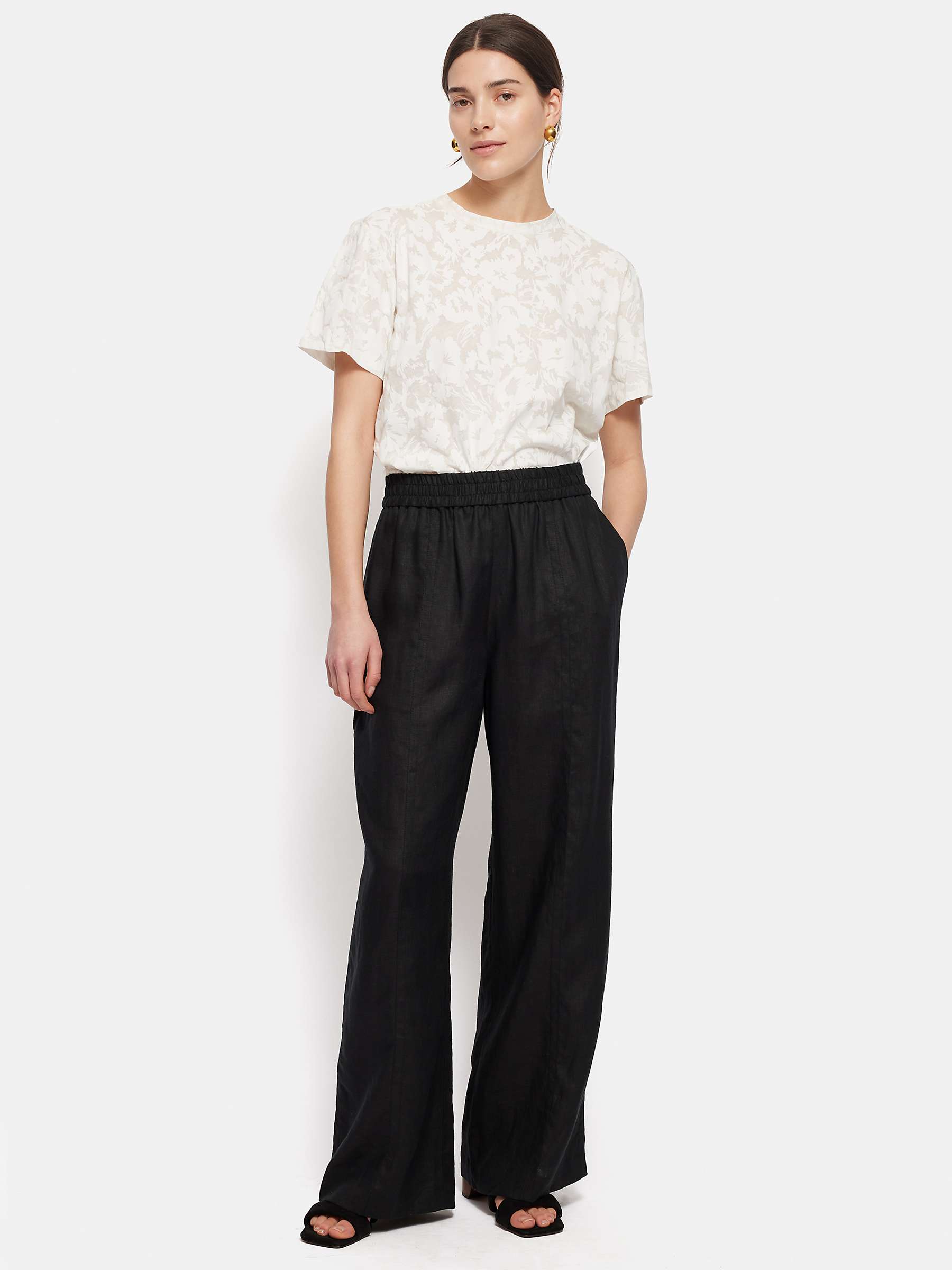 Buy Jigsaw Sheer Floral Jersy Top, White Online at johnlewis.com