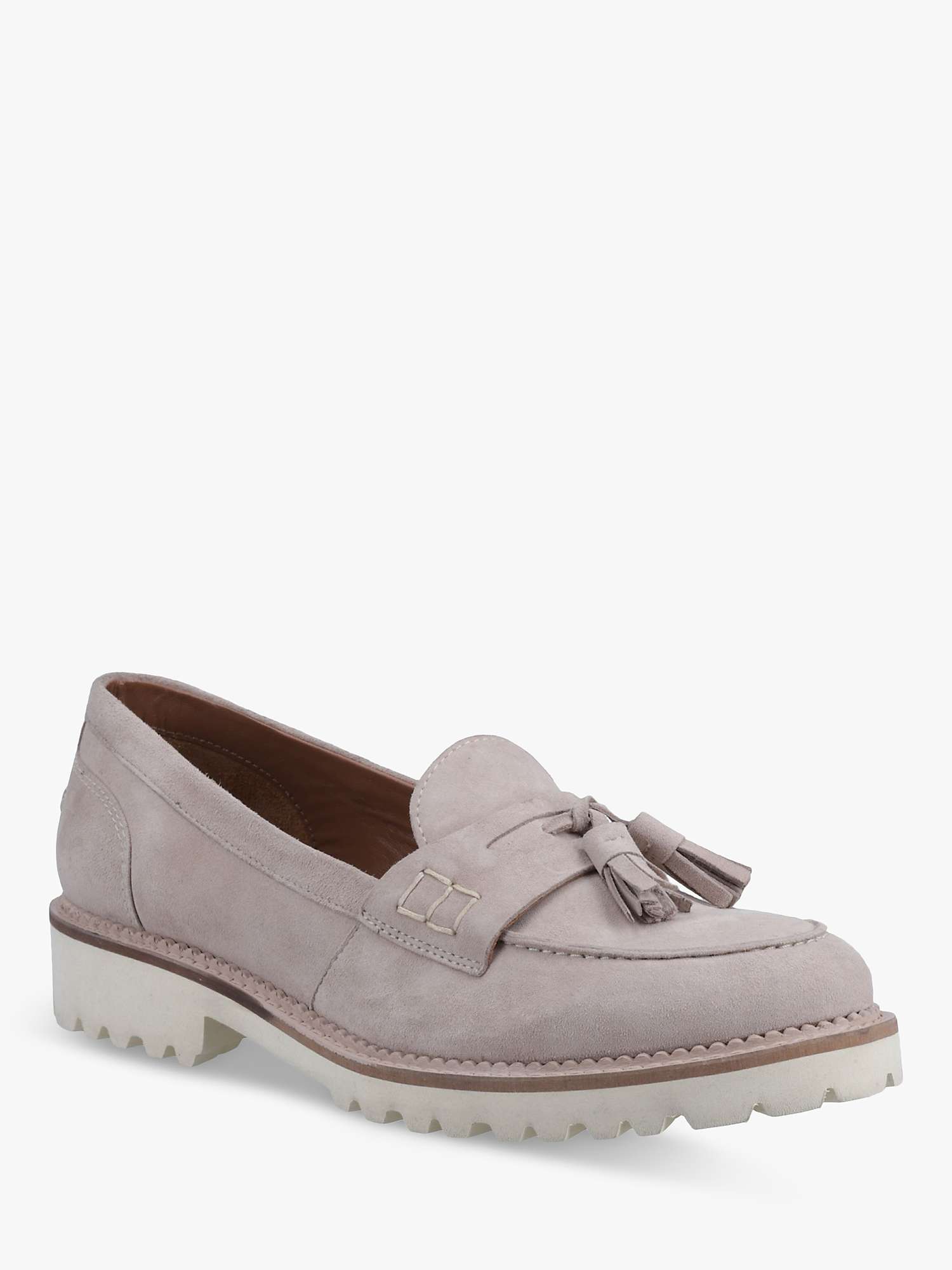 Buy Hush Puppies Ginny Block Heel Suede Loafers, Taupe Online at johnlewis.com