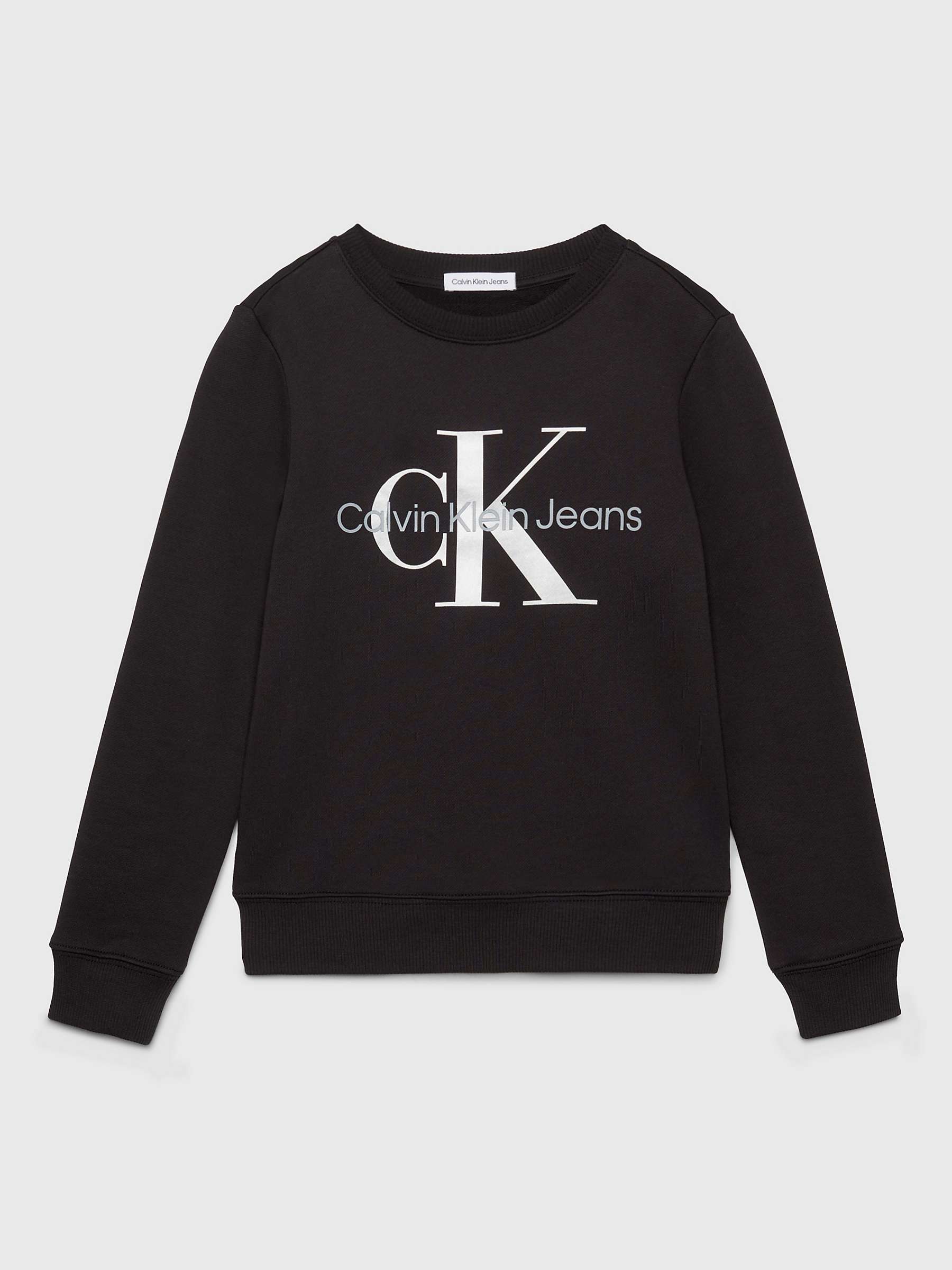 Buy Calvin Klein Kids' Cotton Monogram Logo Sweatshirt, Ck Black Online at johnlewis.com