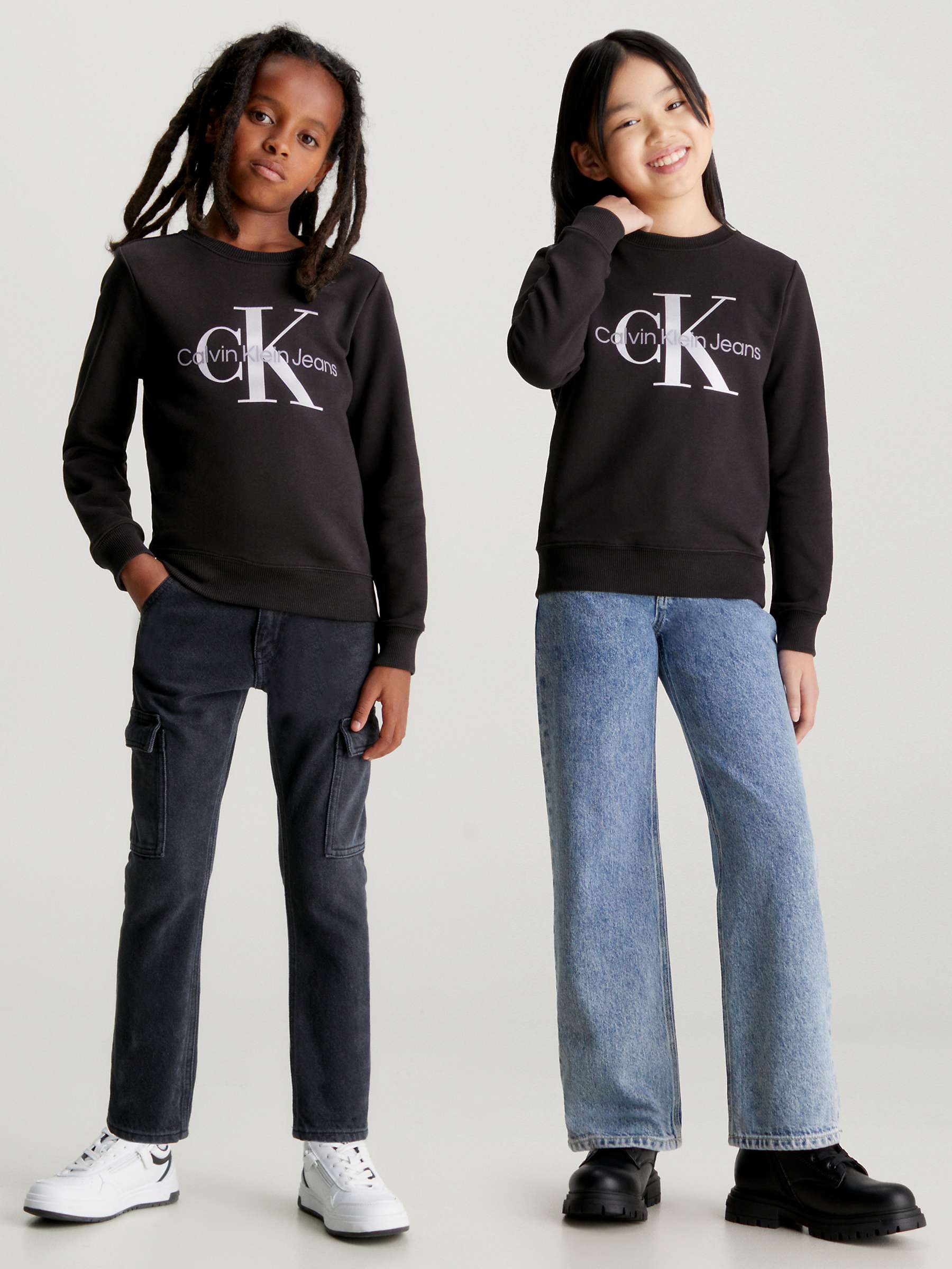 Buy Calvin Klein Kids' Cotton Monogram Logo Sweatshirt, Ck Black Online at johnlewis.com