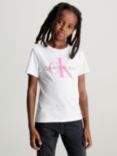 Calvin Klein Kids' Cotton Monogram Logo T-Shirt, Bright White