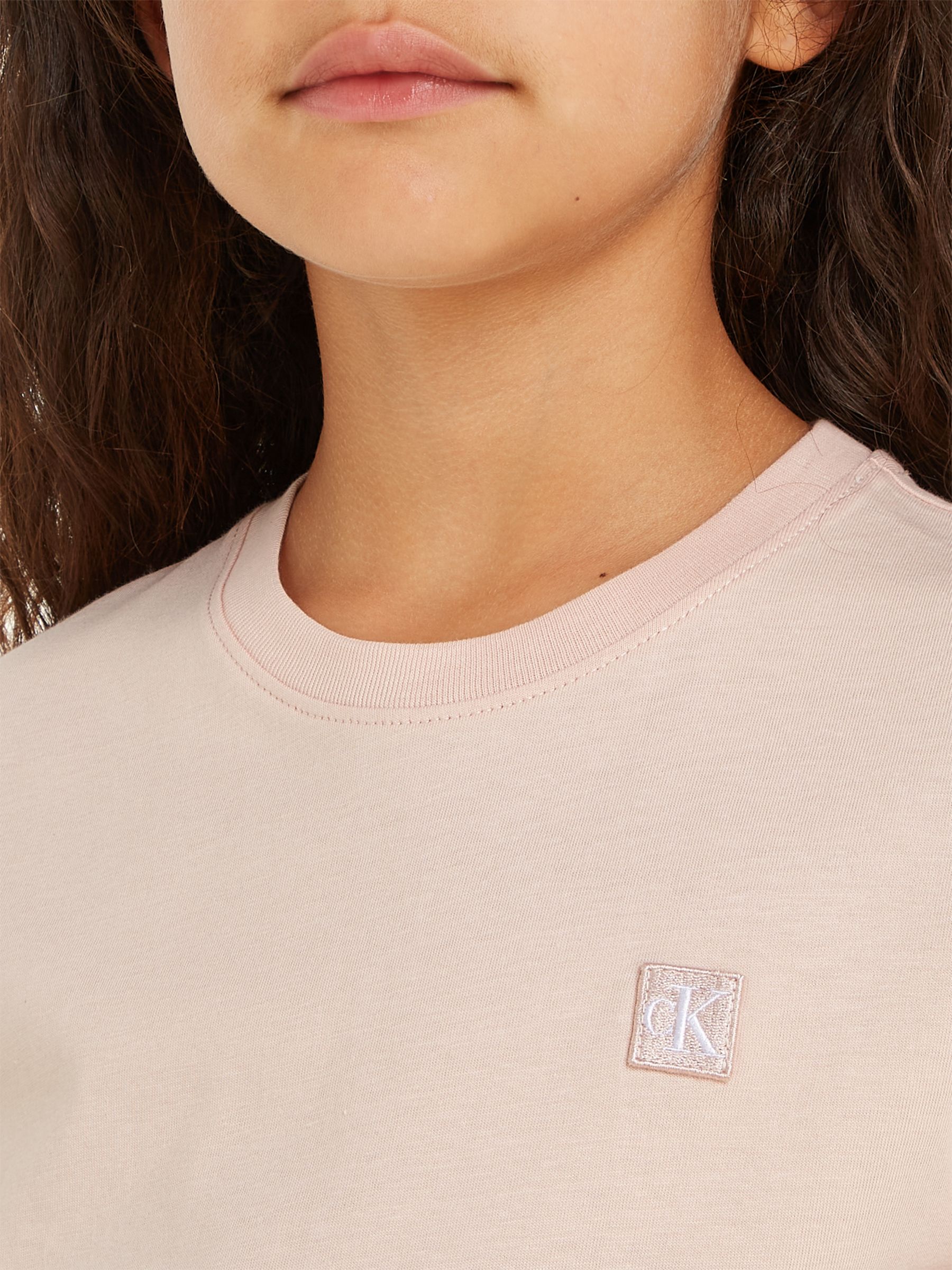 Buy Calvin Klein Kids' Badge Logo T-Shirt, Sepia Rose Online at johnlewis.com