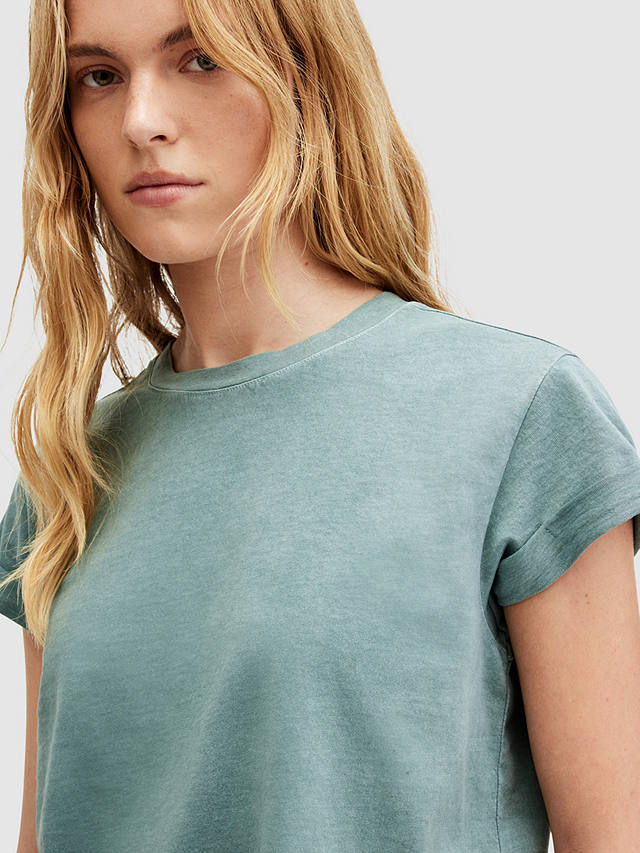 AllSaints Anna Organic Cotton T-Shirt, Silverpine Green
