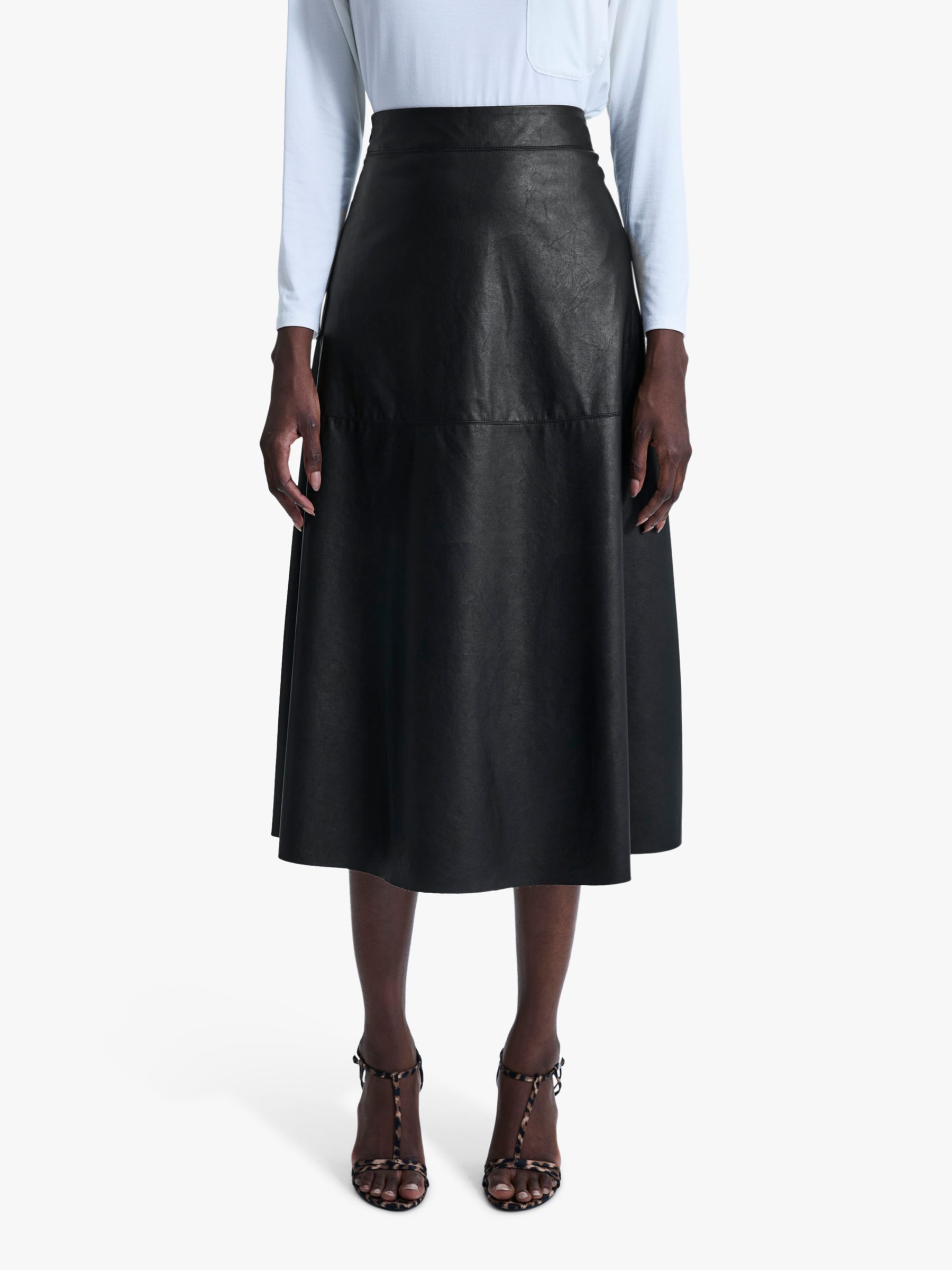 Buy James Lakeland A-Line Faux Leather Midi Skirt, Black Online at johnlewis.com