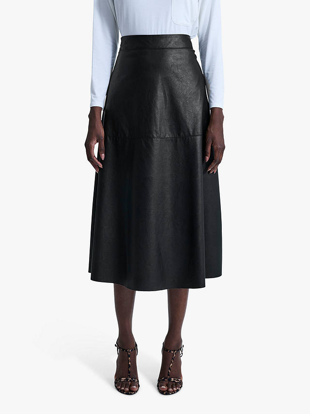 James Lakeland A-Line Faux Leather Midi Skirt, Black