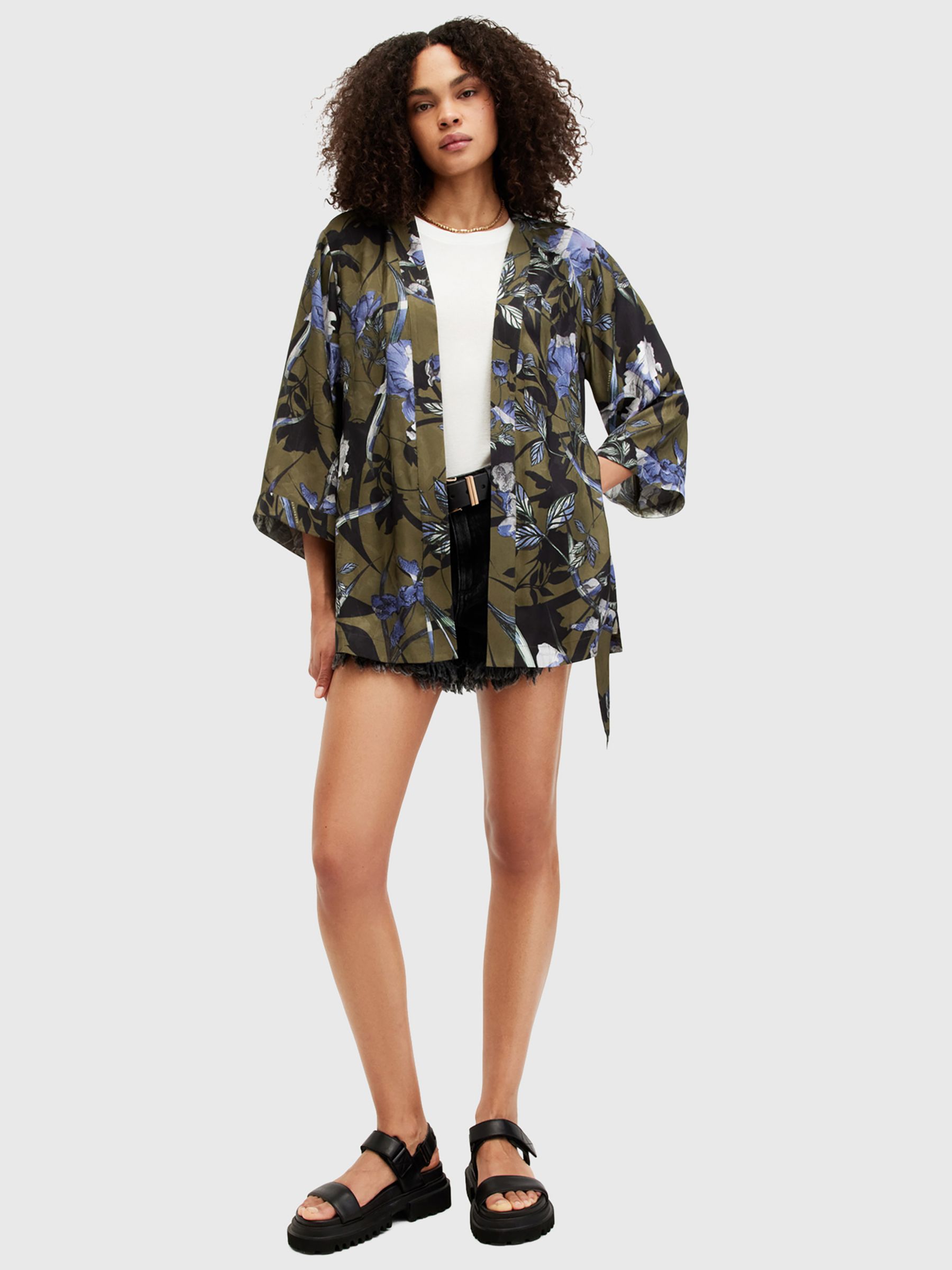 AllSaints Carina Batu Kimono Jacket, Deep Khaki Green, 10
