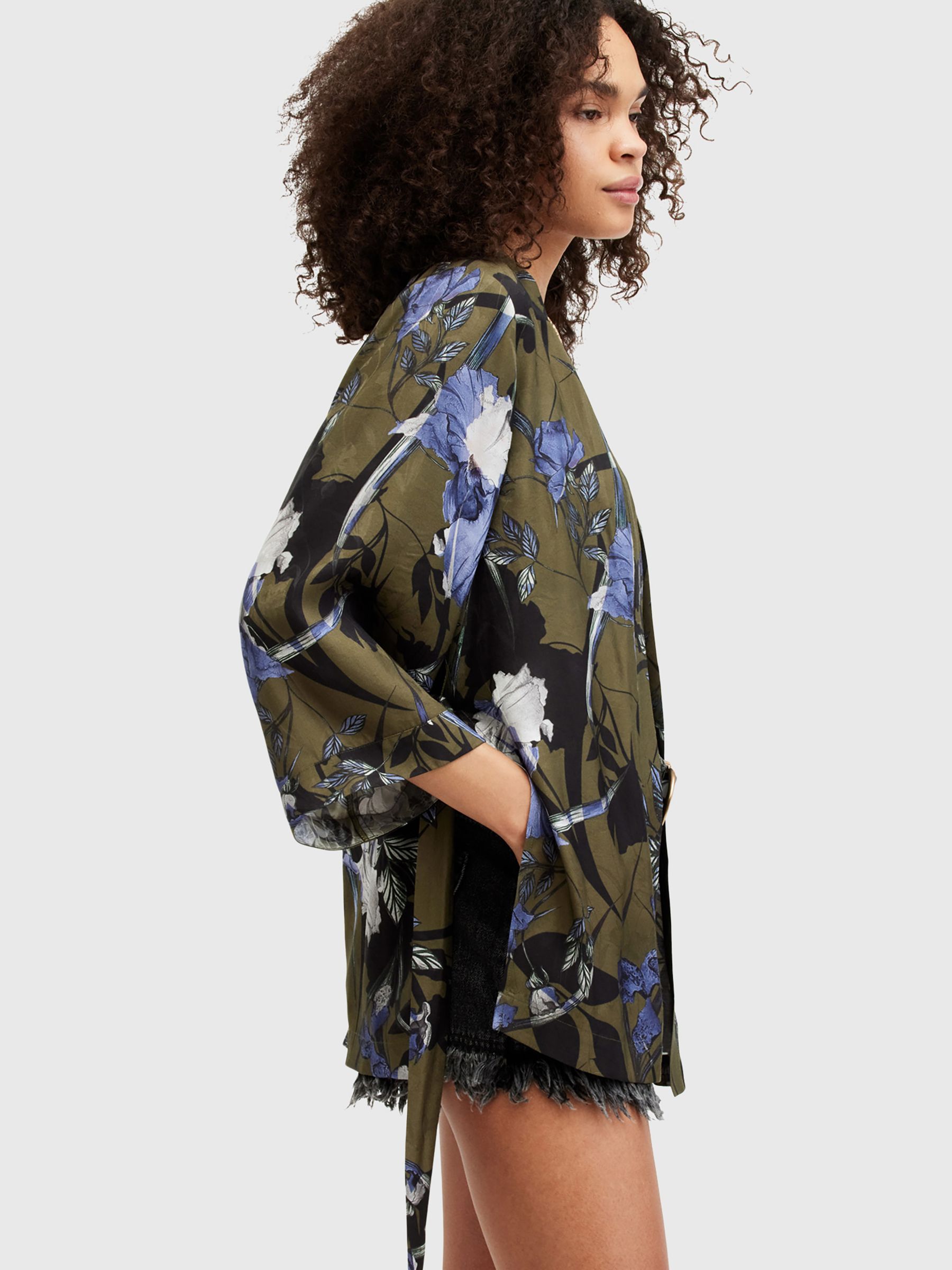 AllSaints Carina Batu Kimono Jacket, Deep Khaki Green, 10