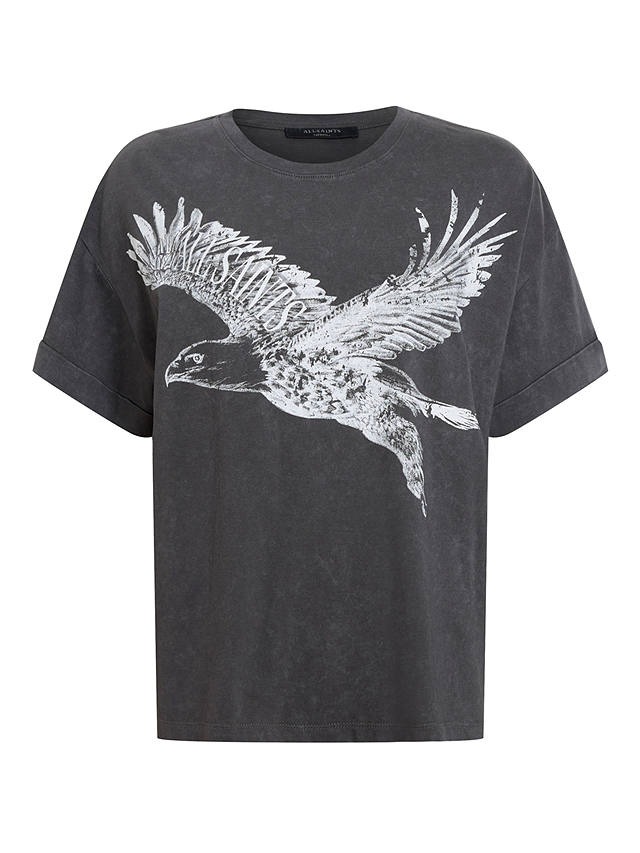 AllSaints Flite Briar Eagle Graphic T-Shirt, Acid Washed Black