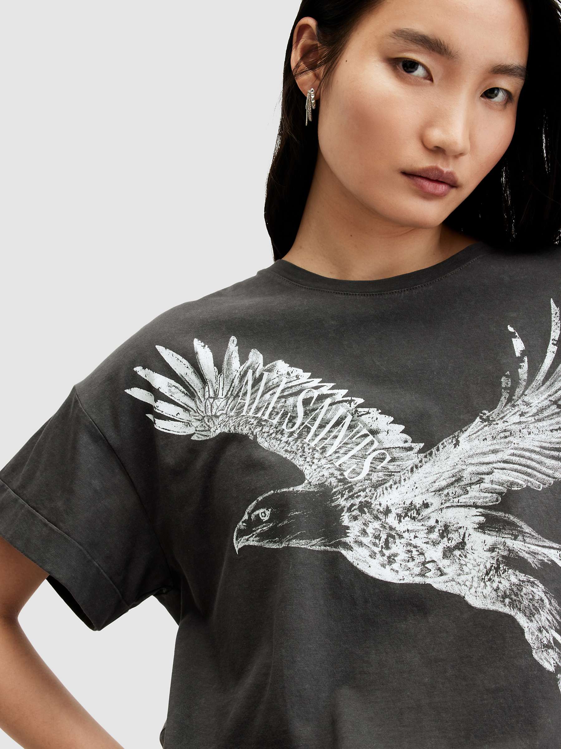 Buy AllSaints Flite Briar Eagle Graphic T-Shirt, Acid Washed Black Online at johnlewis.com