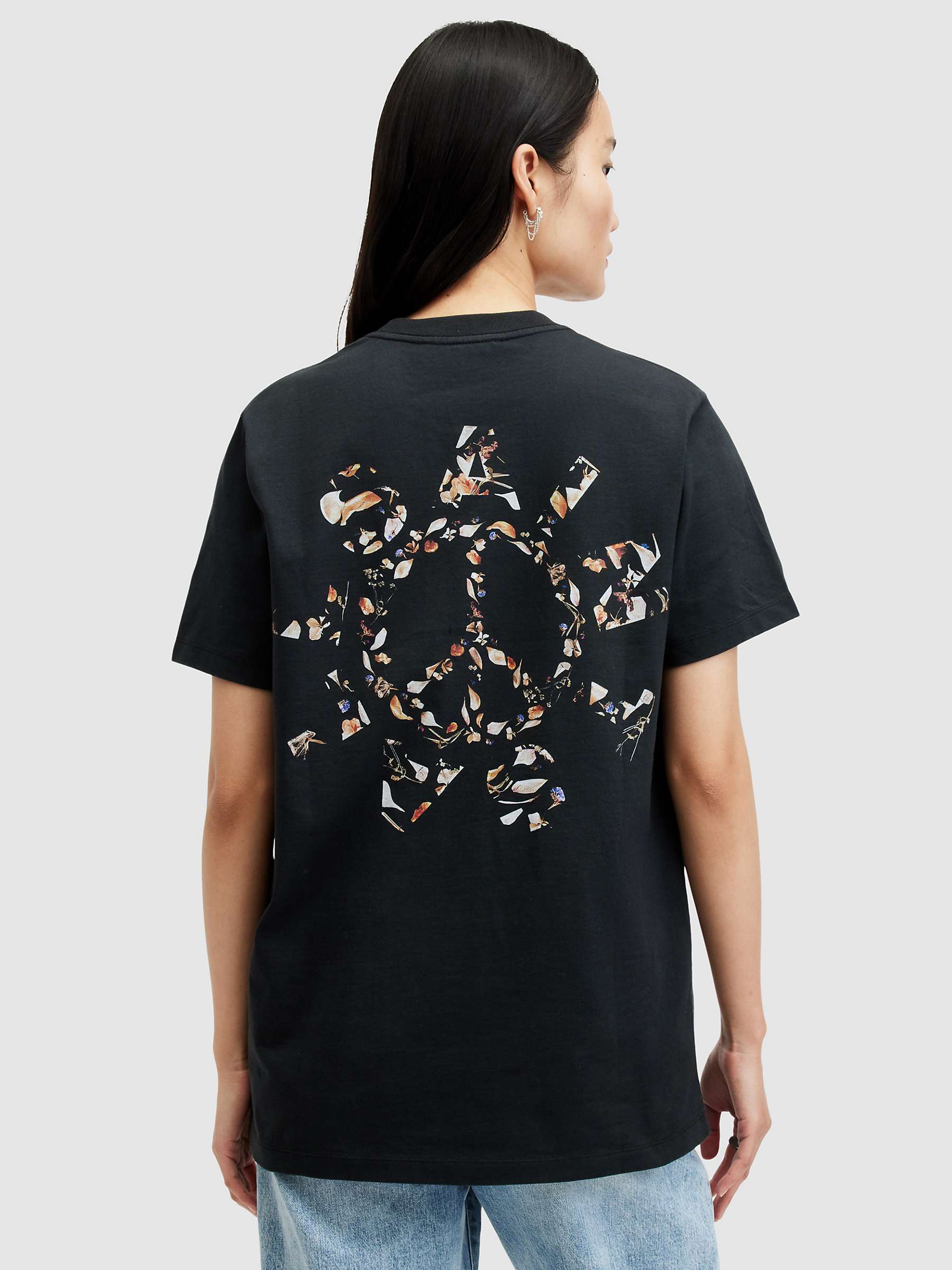 Buy AllSaints Pierra Boyfriend Cotton T-Shirt, Black Online at johnlewis.com