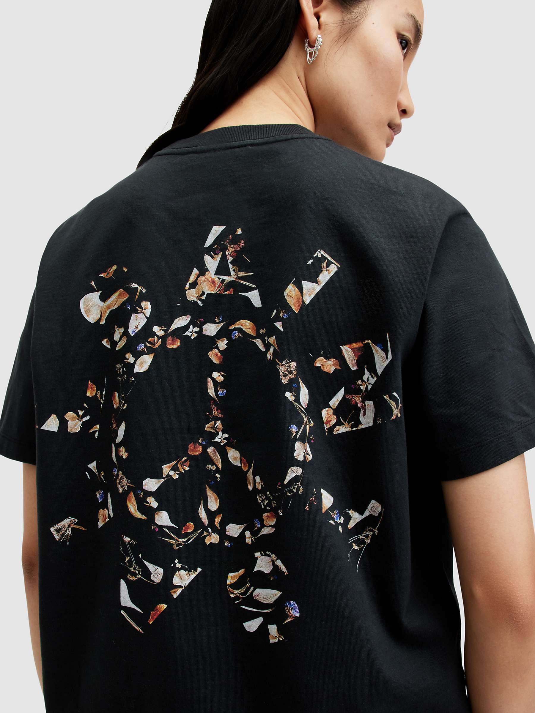 Buy AllSaints Pierra Boyfriend Cotton T-Shirt, Black Online at johnlewis.com