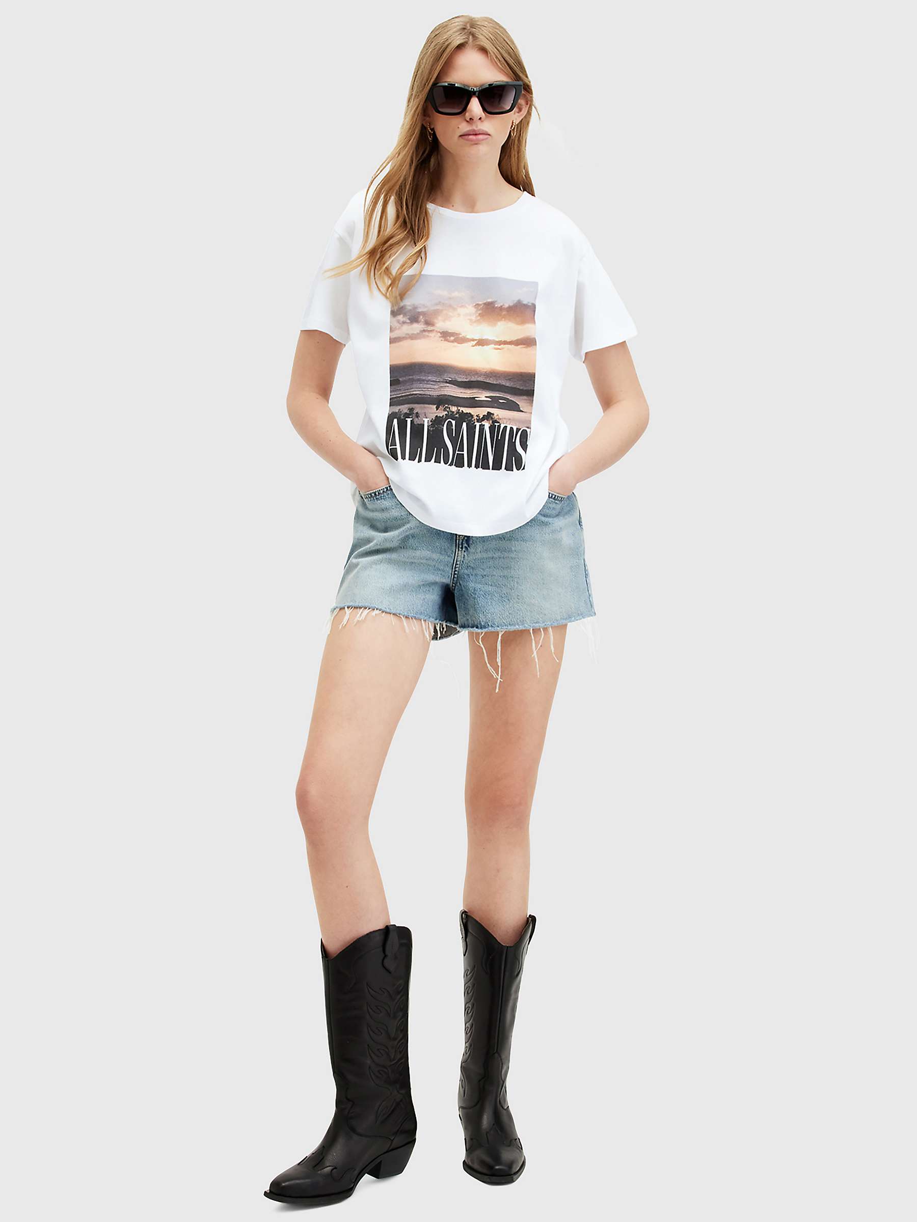 Buy AllSaints Lydia Grace Sunset Graphic T-Shirt, White/Multi Online at johnlewis.com
