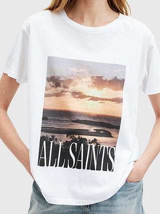 AllSaints Lydia Grace Sunset Graphic T-Shirt, White/Multi