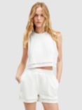 AllSaints Ewelina Lila Crochet Insert Cropped Top, Chalk White