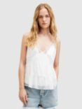 AllSaints Rowen Lace Trim Cami Top, Chalk White