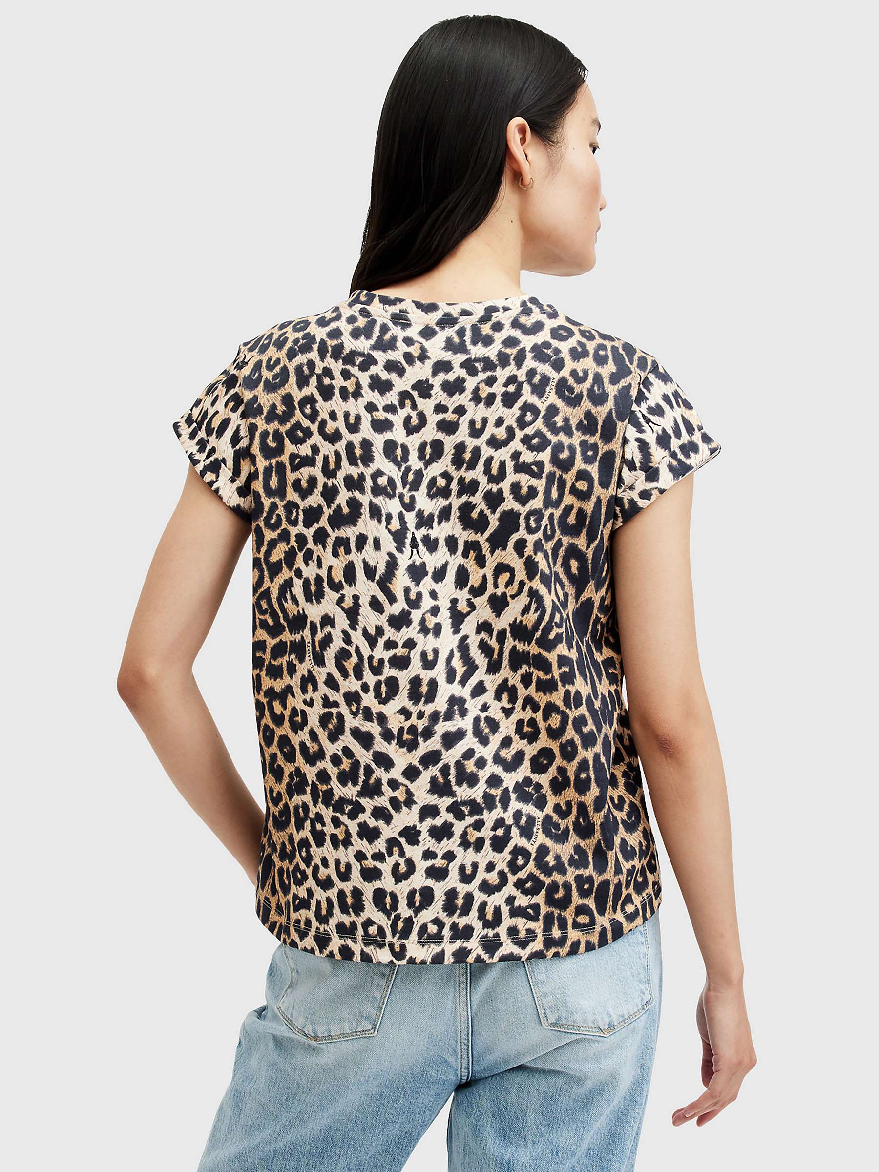 Buy AllSaints Tiepo Anna Cotton T-Shirt, Leopard Brown Online at johnlewis.com