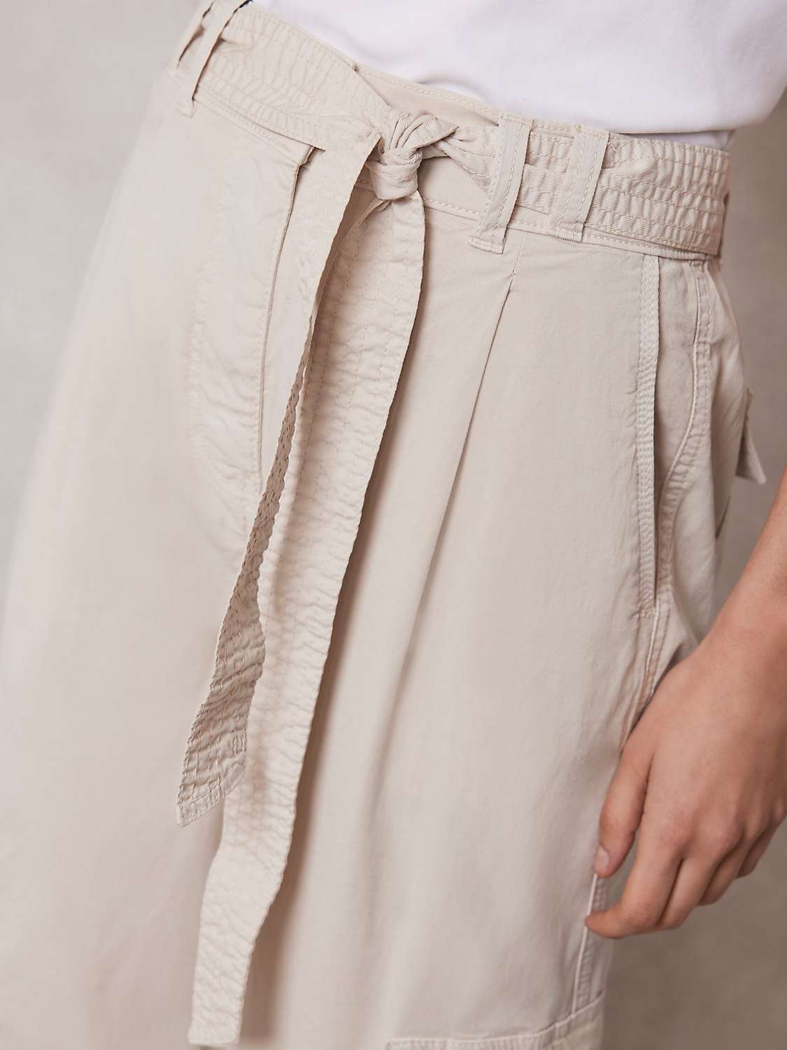 Buy Mint Velvet Cotton Blend Cargo Trousers, Natural Online at johnlewis.com