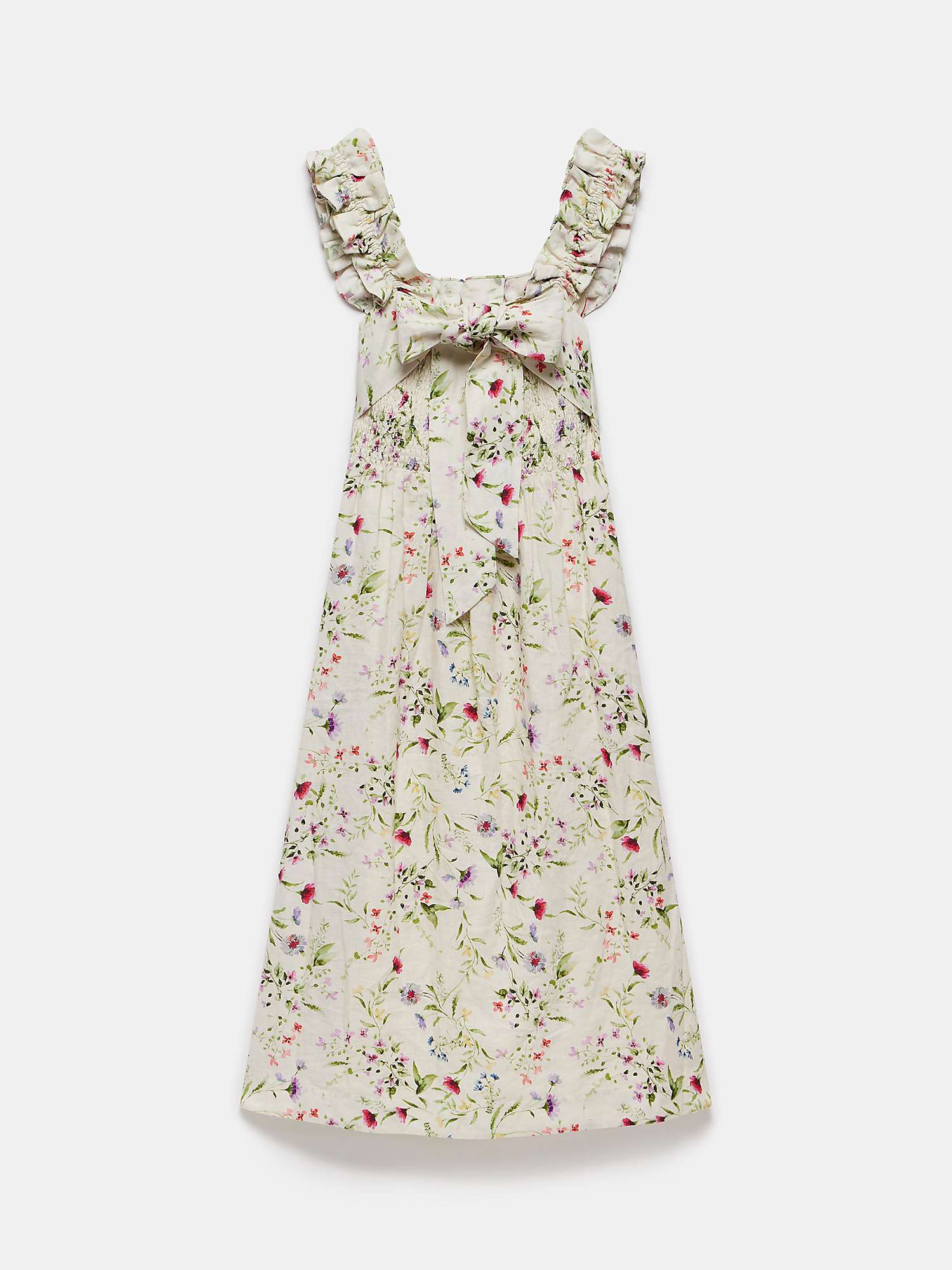 Buy Mint Velvet Floral Print Linen Midi Dress, Cream/Multi Online at johnlewis.com
