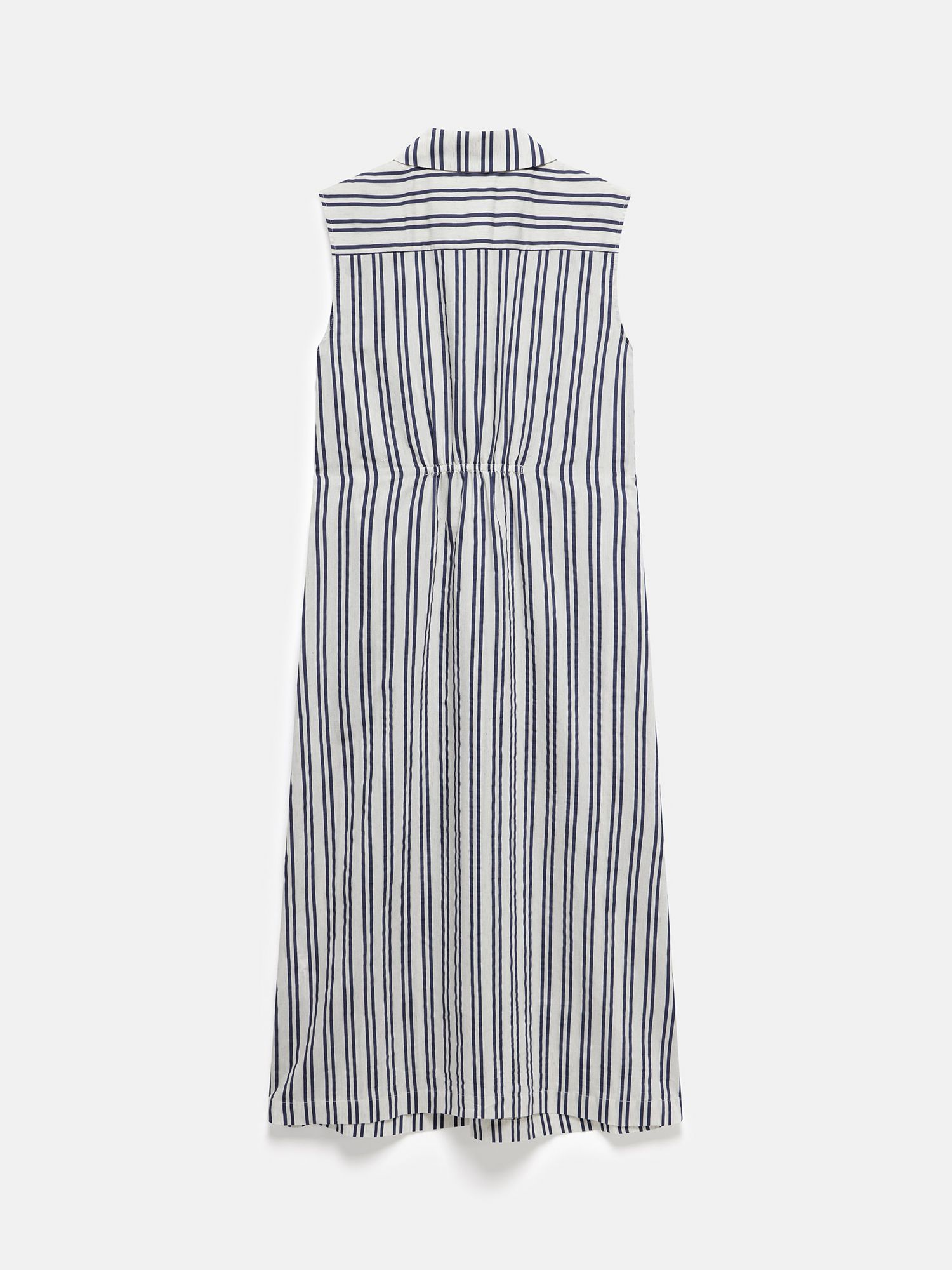 Mint Velvet Stripe Linen Blend Twist Midi Dress, White Ivory/Navy, 6