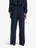 James Lakeland Satin Trim Wide Leg Trousers, Navy