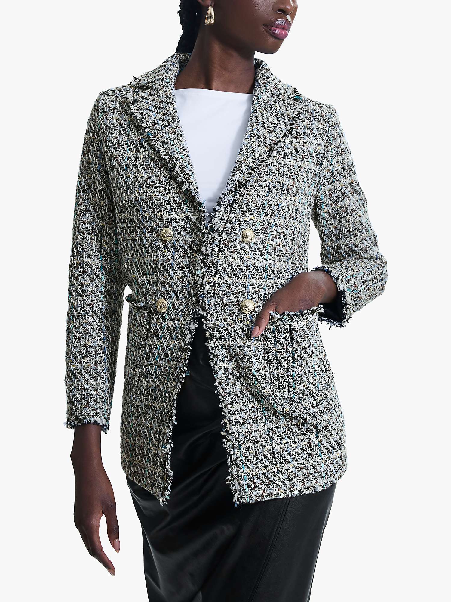 Buy James Lakeland Tweed Detail Blazer, Black Online at johnlewis.com