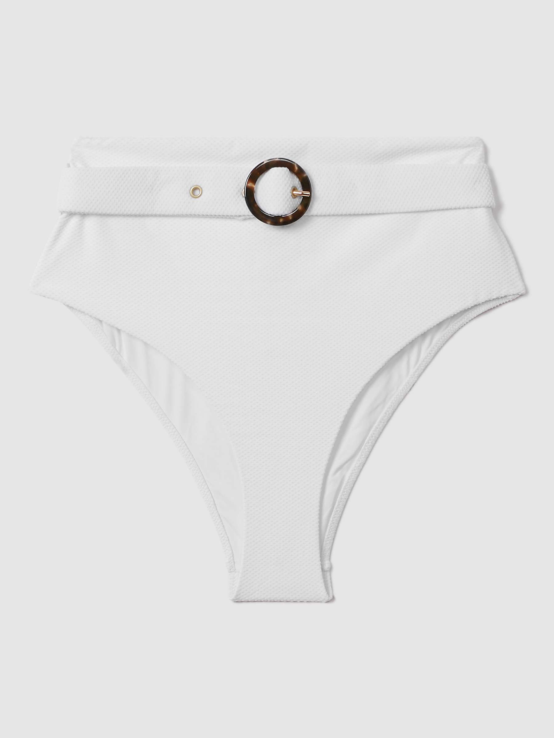 Buy Reiss Danielle High Waist Textured Bikini Bottoms, White Online at johnlewis.com
