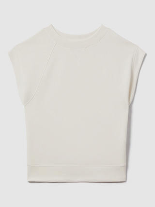 Reiss Joanna Cap Sleeve Sweatshirt Top, Ivory