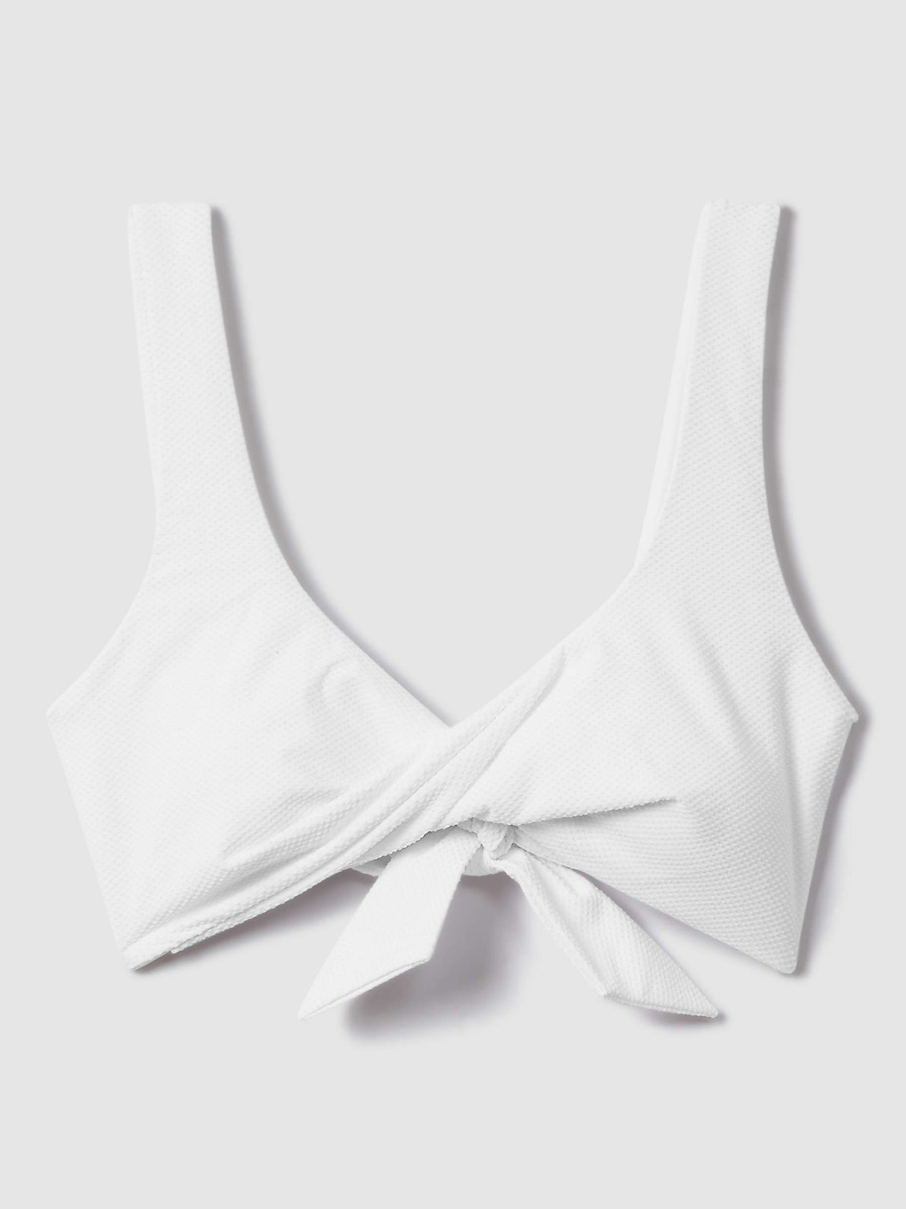 Buy Reiss Danielle Twist Front Textured Bikini Top, White Online at johnlewis.com