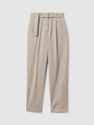 Reiss Hutton Tapered Cotton Trousers, Stone