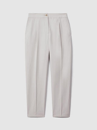 Reiss Farrah Linen Blend Tapered Trousers, Light Grey