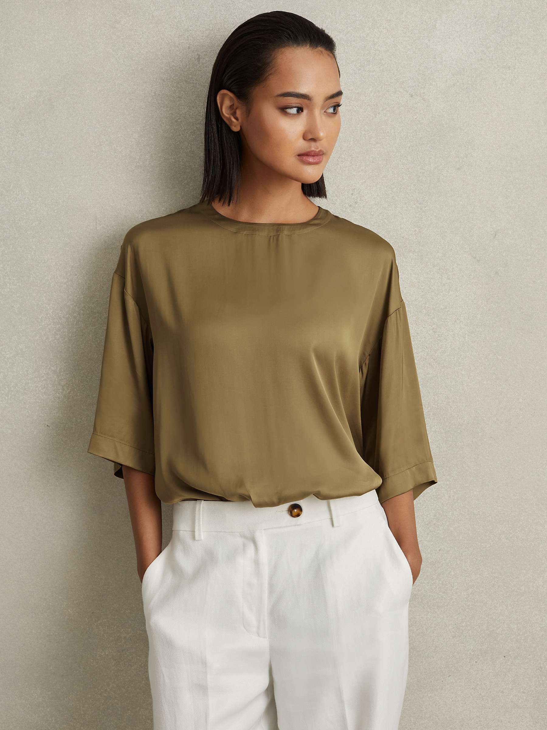 Buy Reiss Anya Relaxed Satin Blouse Online at johnlewis.com