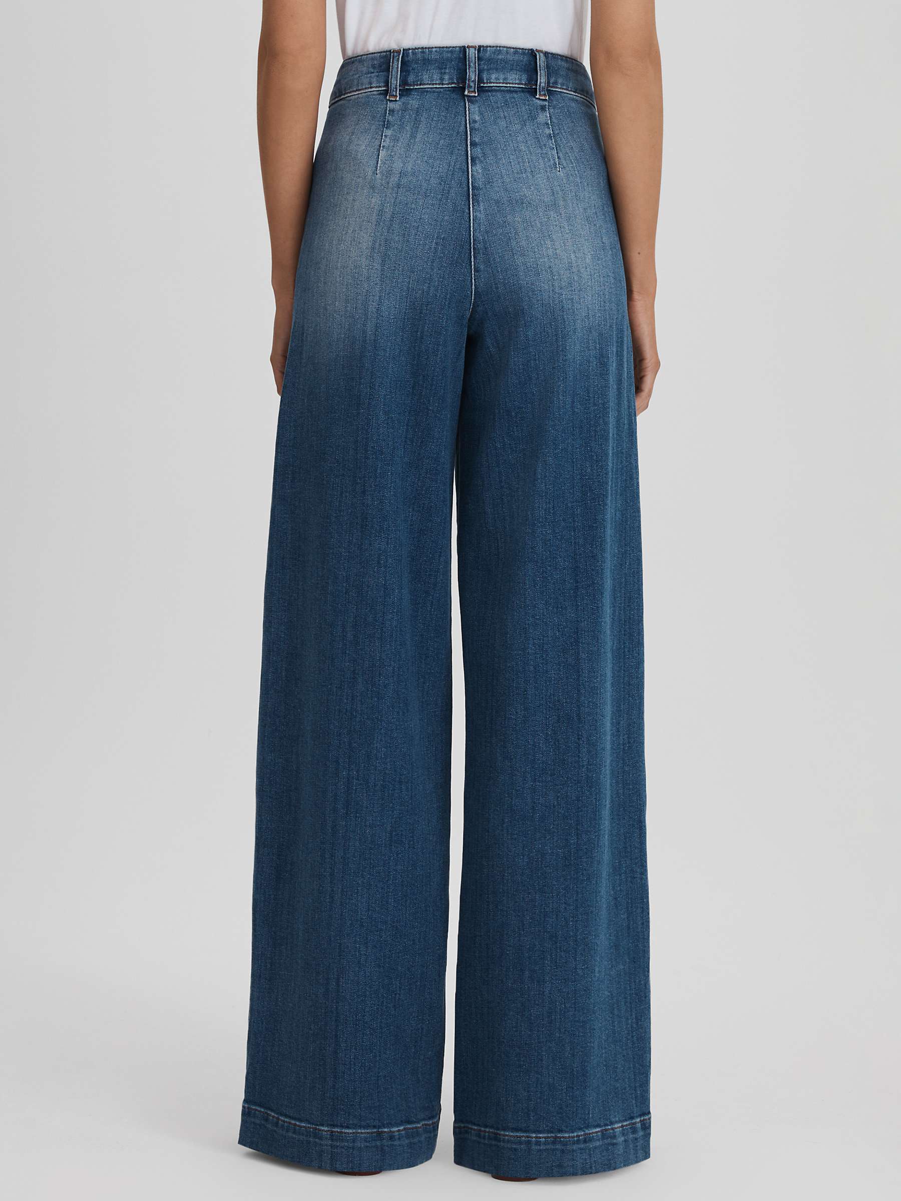Buy Reiss Kira Wide Leg Seam Detail Jeans, Mid Blue Online at johnlewis.com