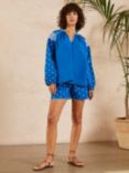 Great Plains Athens Embroidered Sleeve Blouse, Bright Blue/White